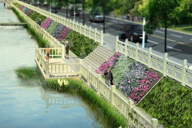 河堤綠化景觀設計效果圖